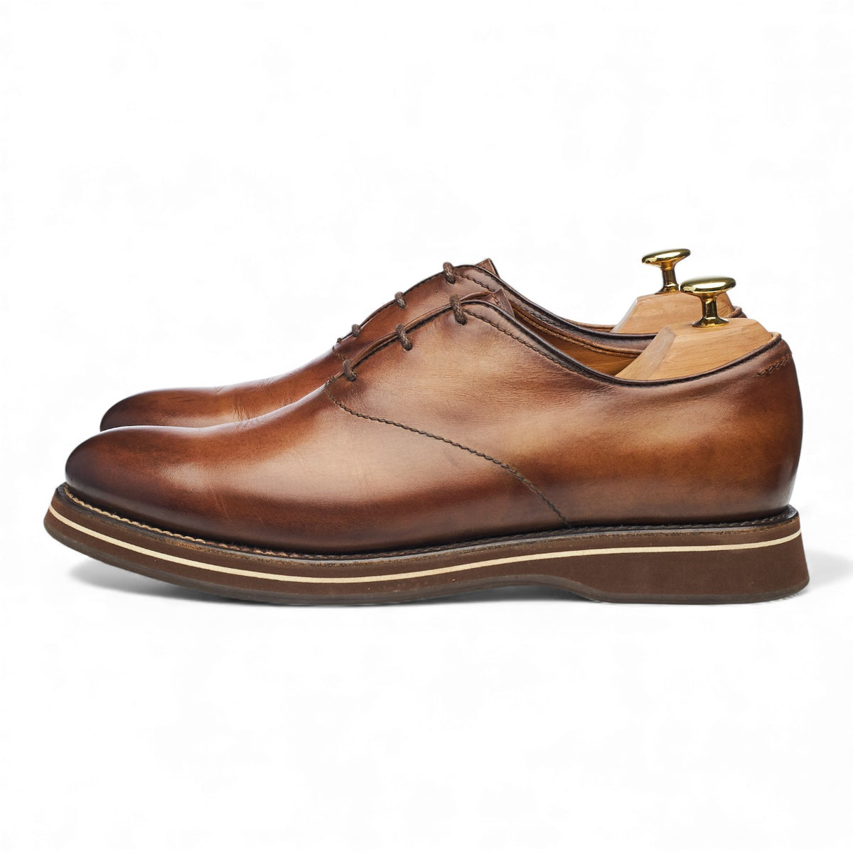 'Alessio Padova' Brown Patina Leather Wholecut Oxford UK 8.5