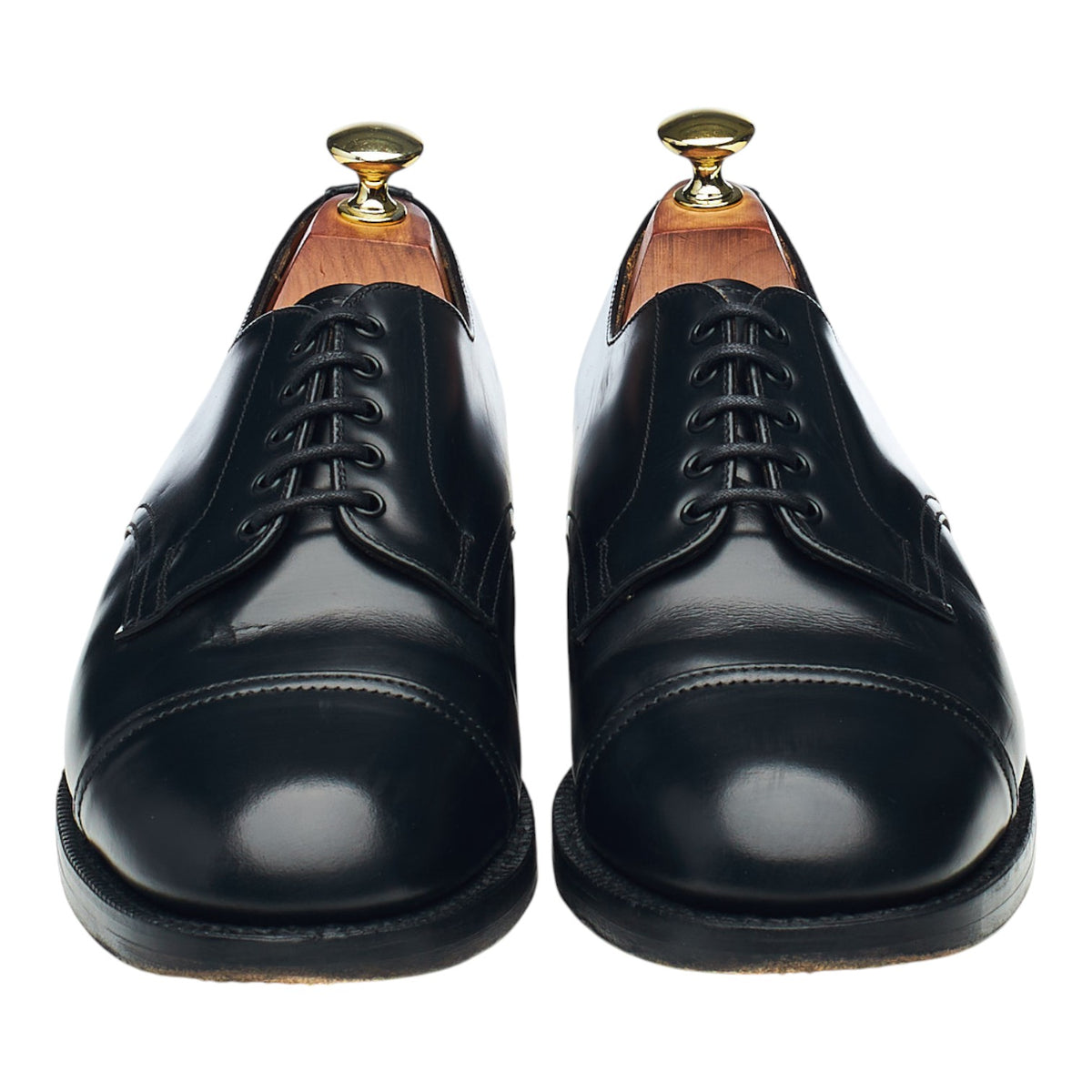 Black Leather Cap Toe Derby UK 7.5