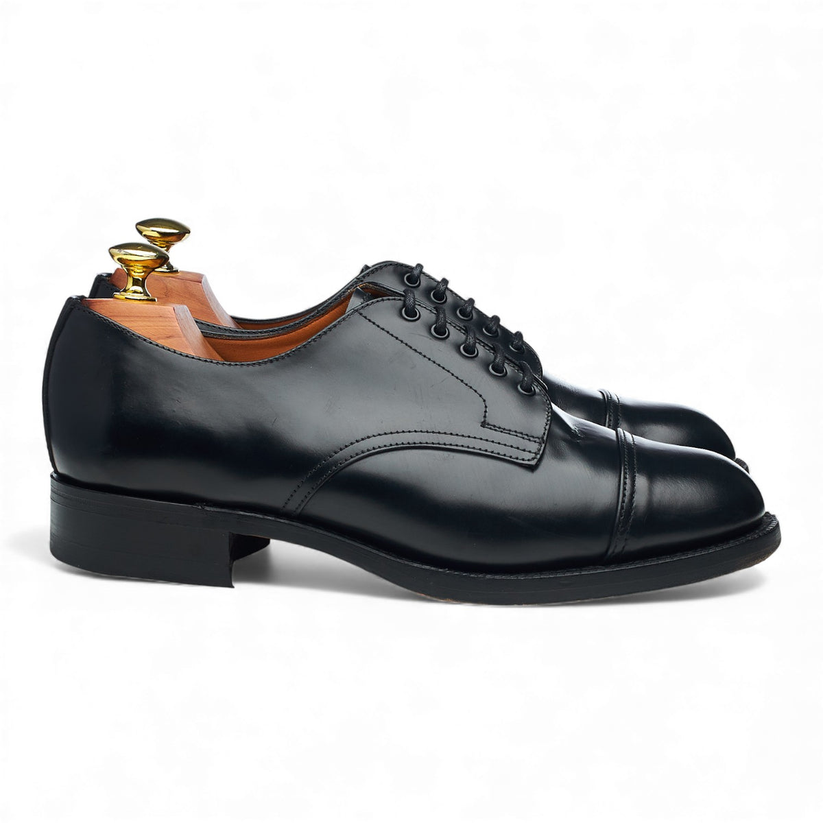 Black Leather Cap Toe Derby UK 7.5