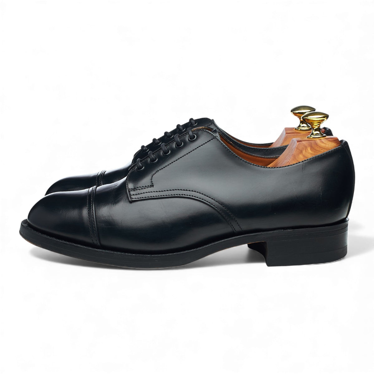 Black Leather Cap Toe Derby UK 7.5