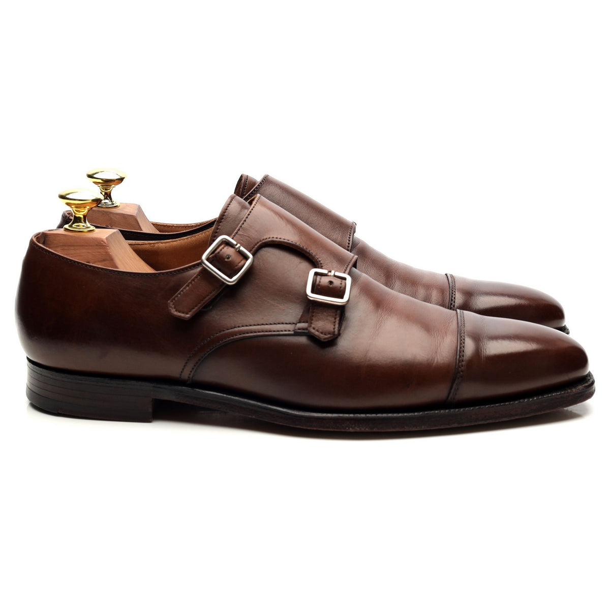 &#39;Lowndes&#39; Dark Brown Leather Double Monk Strap UK 7 E