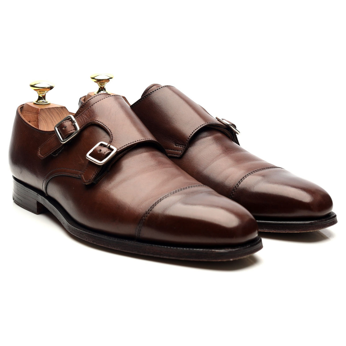 &#39;Lowndes&#39; Dark Brown Leather Double Monk Strap UK 7 E