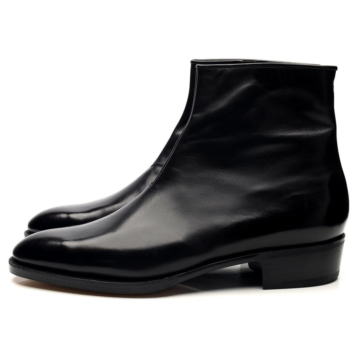 &#39;Freddi&#39; Black Leather Zip Up Boots UK 11 E