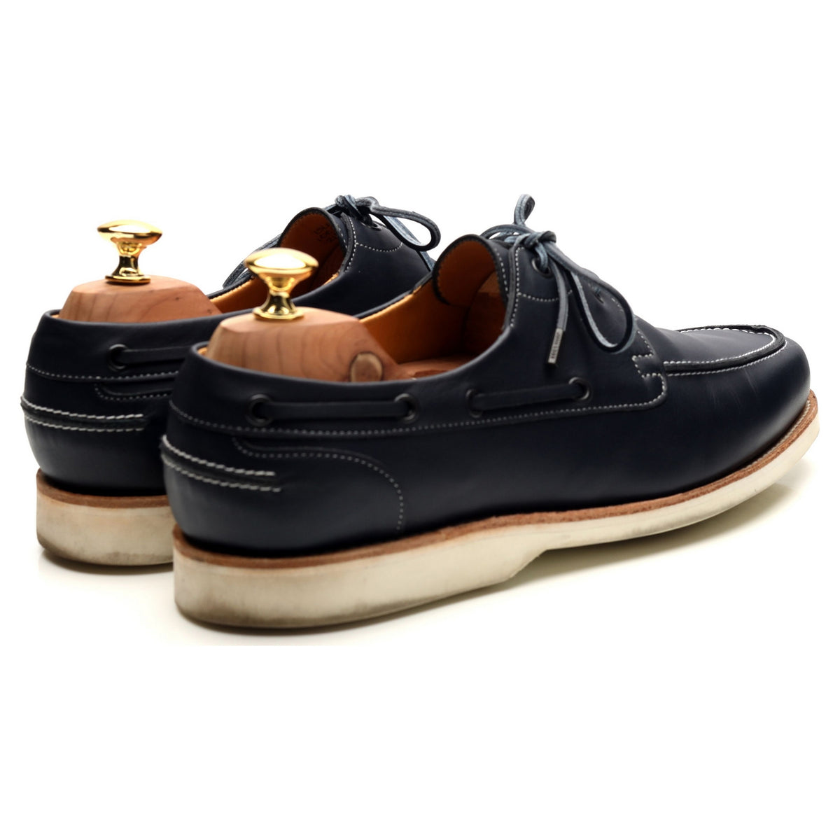 &#39;Isle&#39; Navy Blue Leather Boat Shoes UK 10 E