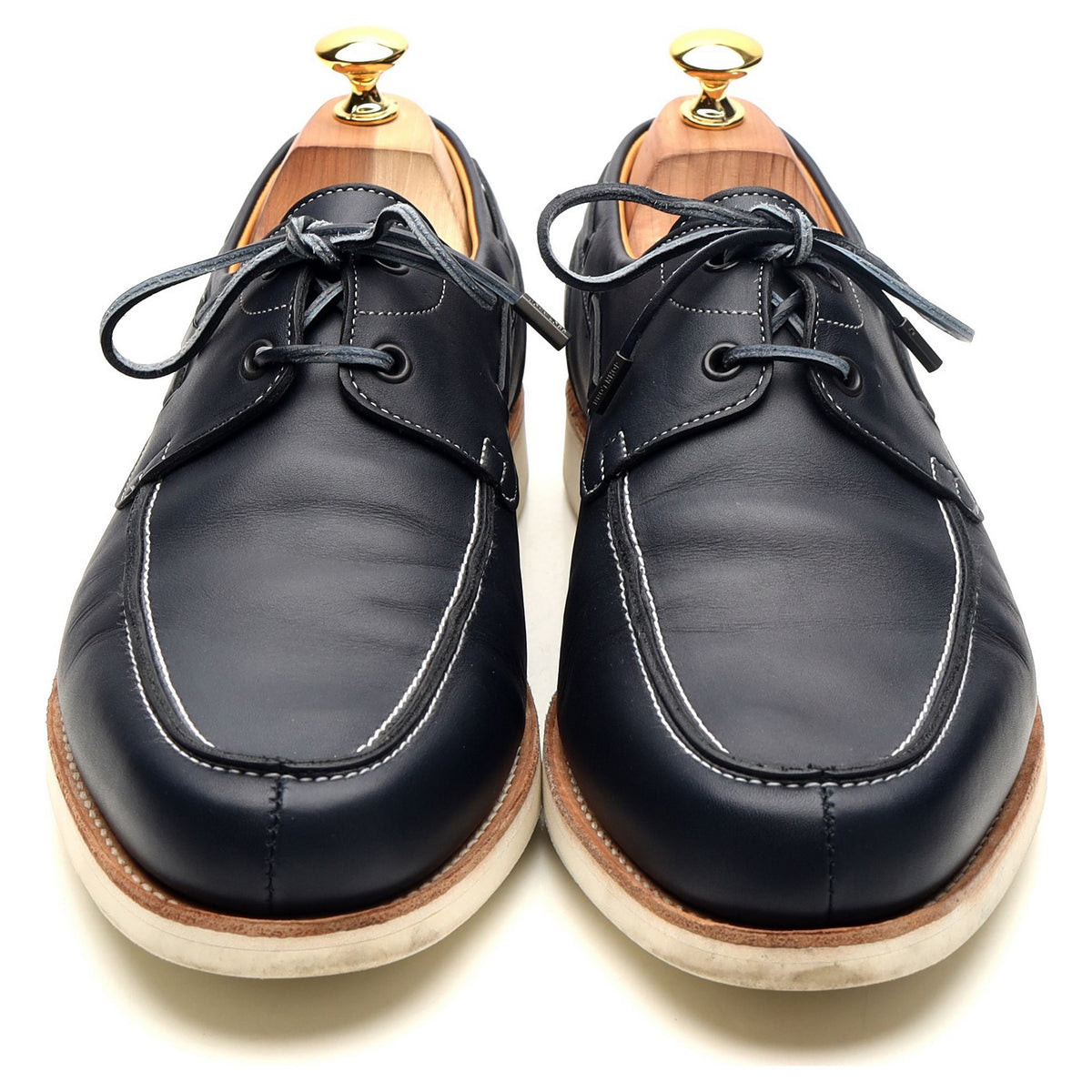 &#39;Isle&#39; Navy Blue Leather Boat Shoes UK 10 E