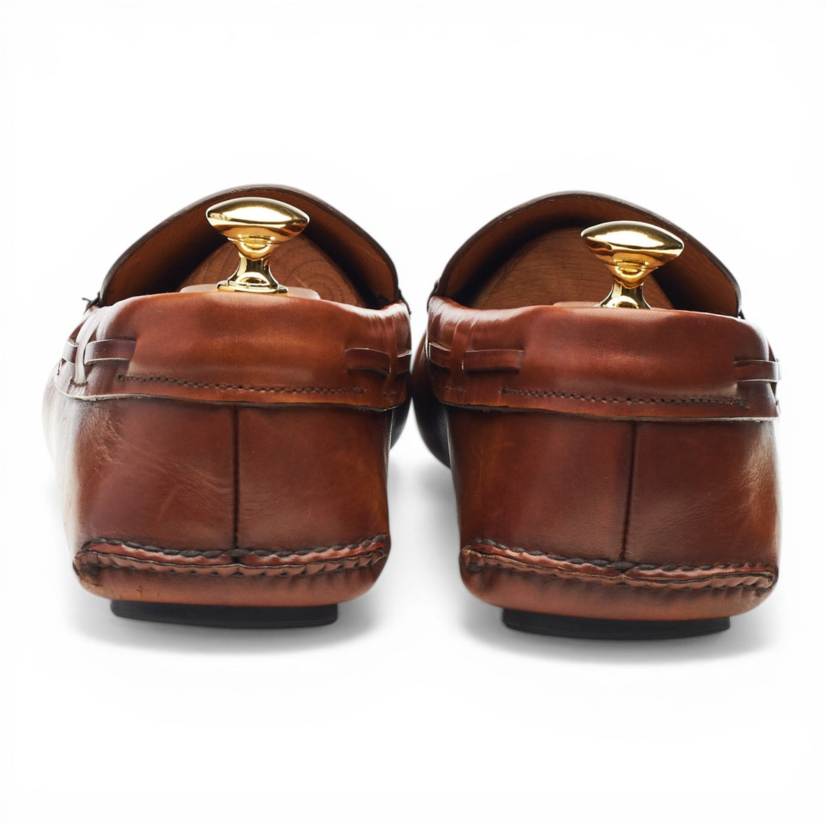 'Luigi 3' Tan Brown Leather Driving Loafers UK 9.5