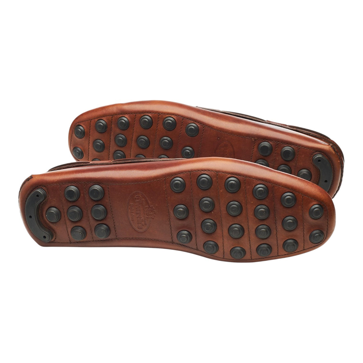 'Luigi 3' Tan Brown Leather Driving Loafers UK 9.5