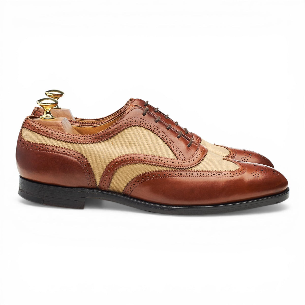'Malvern' Tan Brown Leather Oxford Spectator Brogues UK 8 E