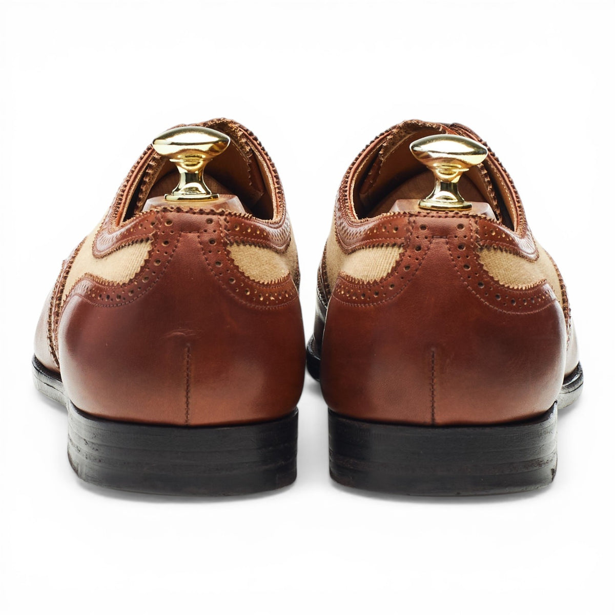 'Malvern' Tan Brown Leather Oxford Spectator Brogues UK 8 E