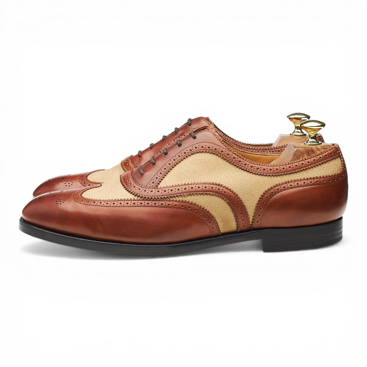 'Malvern' Tan Brown Leather Oxford Spectator Brogues UK 8 E