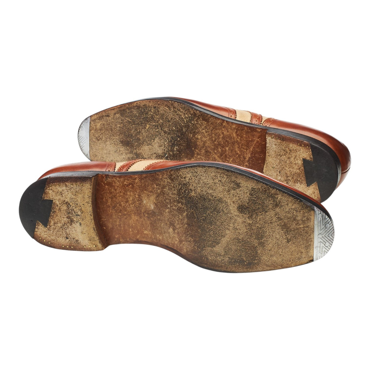 'Malvern' Tan Brown Leather Oxford Spectator Brogues UK 8 E