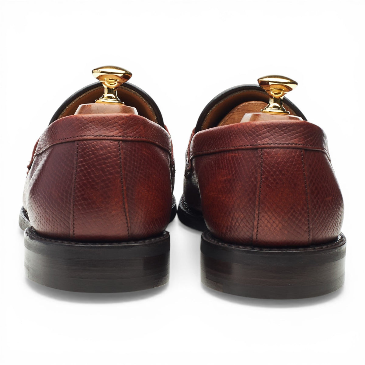 'Harvey' Burgundy Hatch Grain Leather Horsebit Loafers UK 10 F