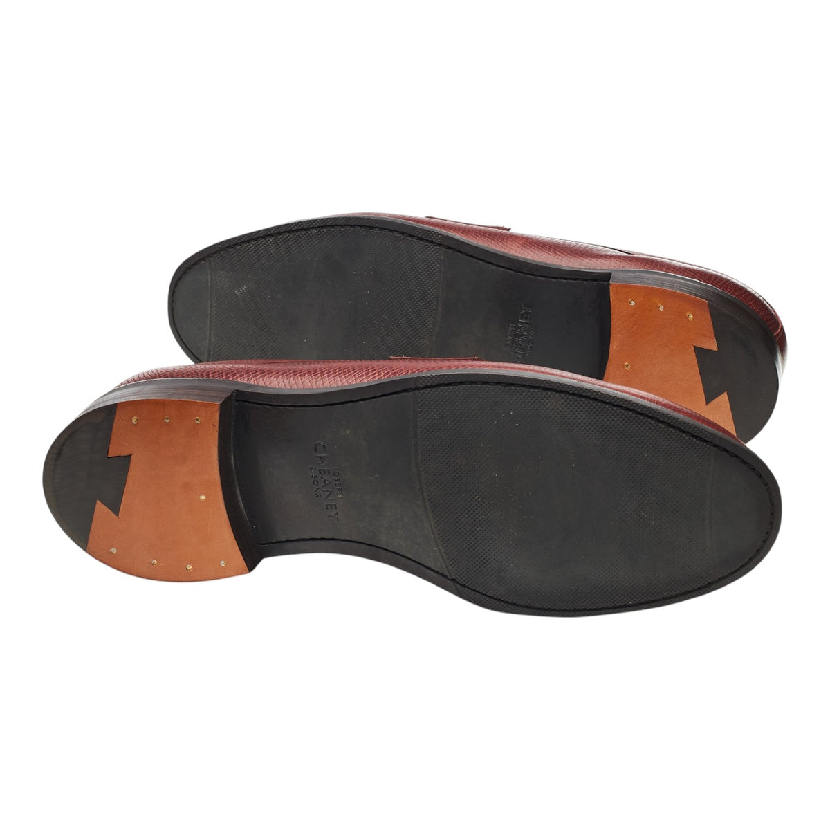 'Harvey' Burgundy Hatch Grain Leather Horsebit Loafers UK 10 F