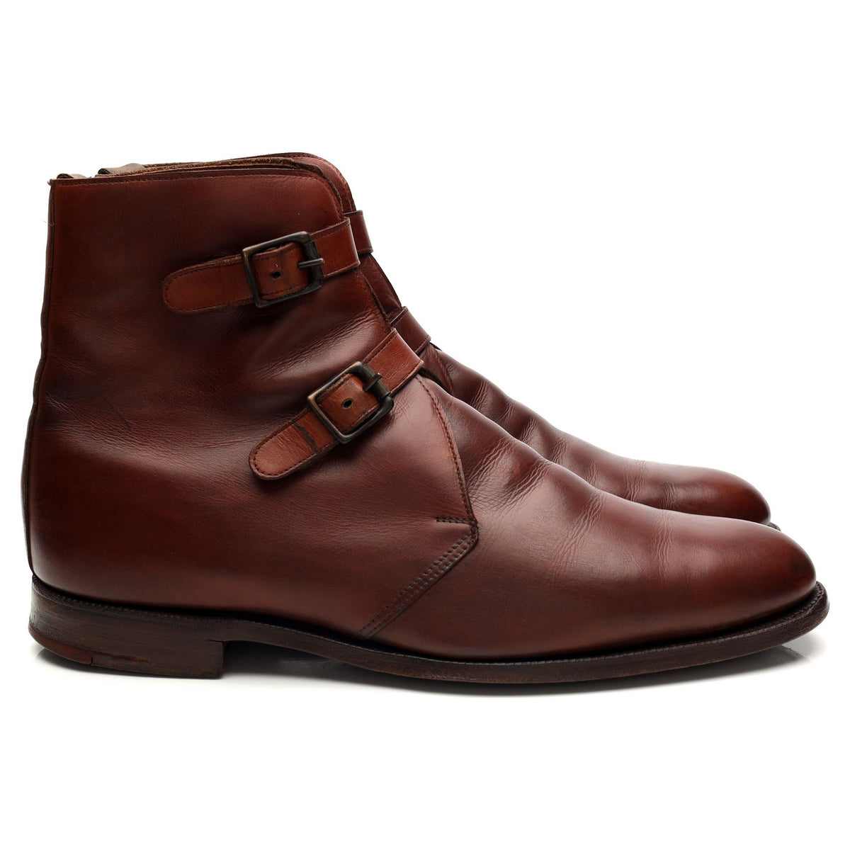 Manfield Tan Brown Boots Double Monk Strap UK 10.5 E