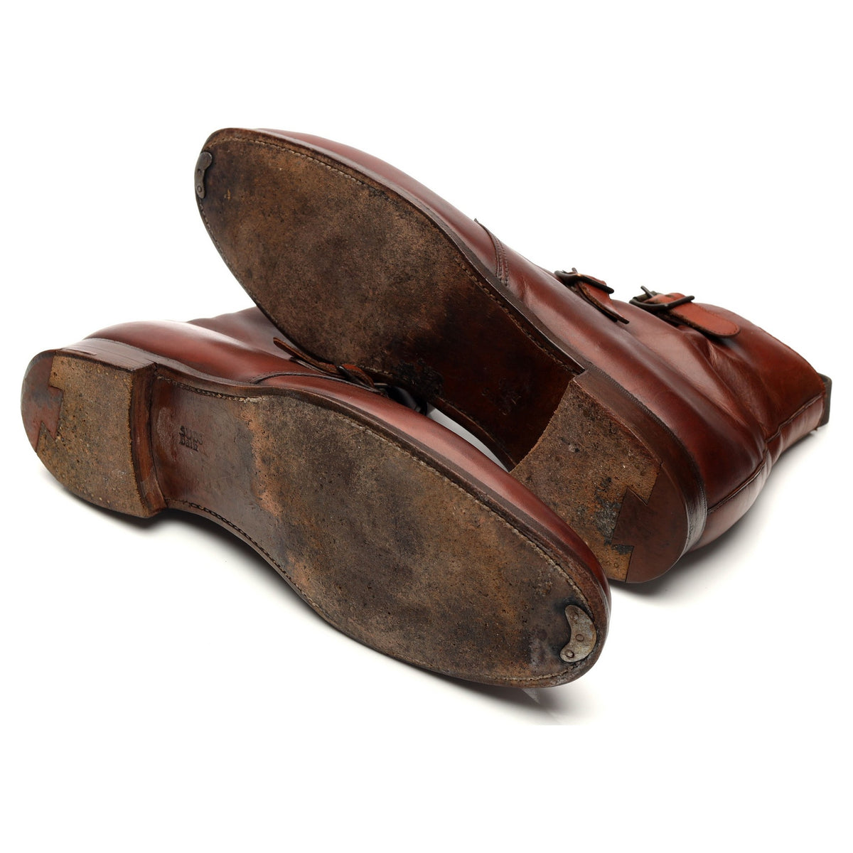 Manfield Tan Brown Boots Double Monk Strap UK 10.5 E