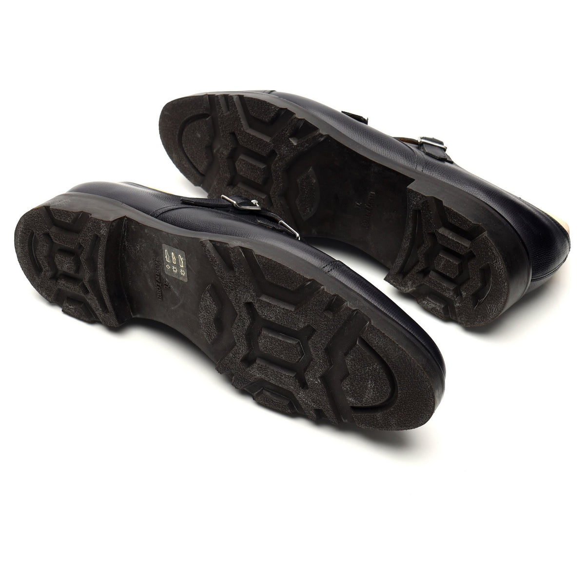 &#39;William&#39; Navy Blue Grain Leather Double Monk Strap UK 10 E