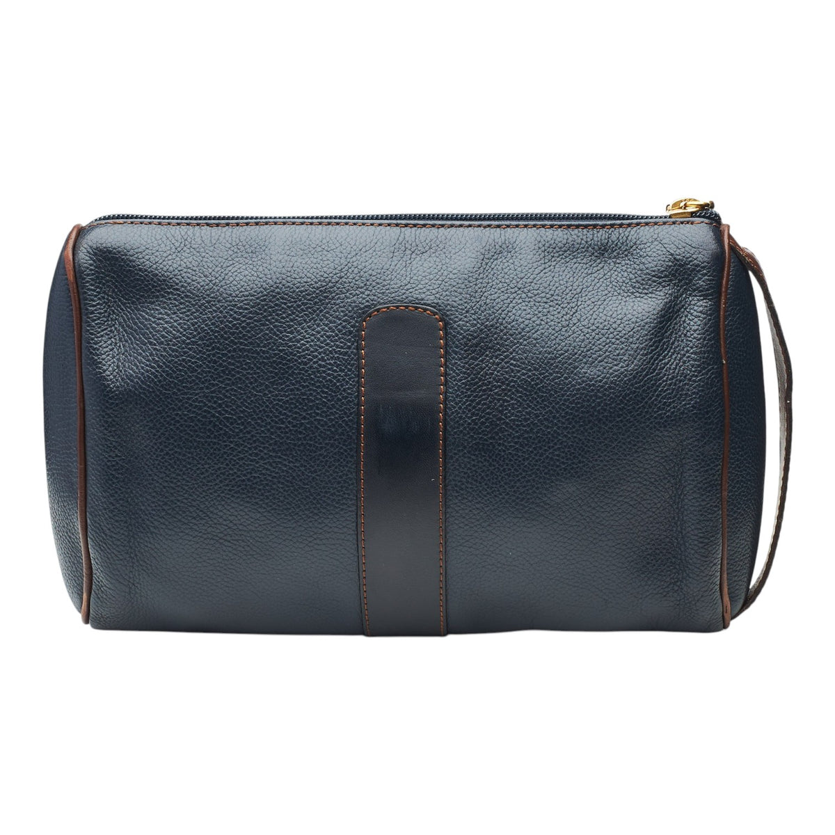 Navy Blue Grain Leather Wash Bag