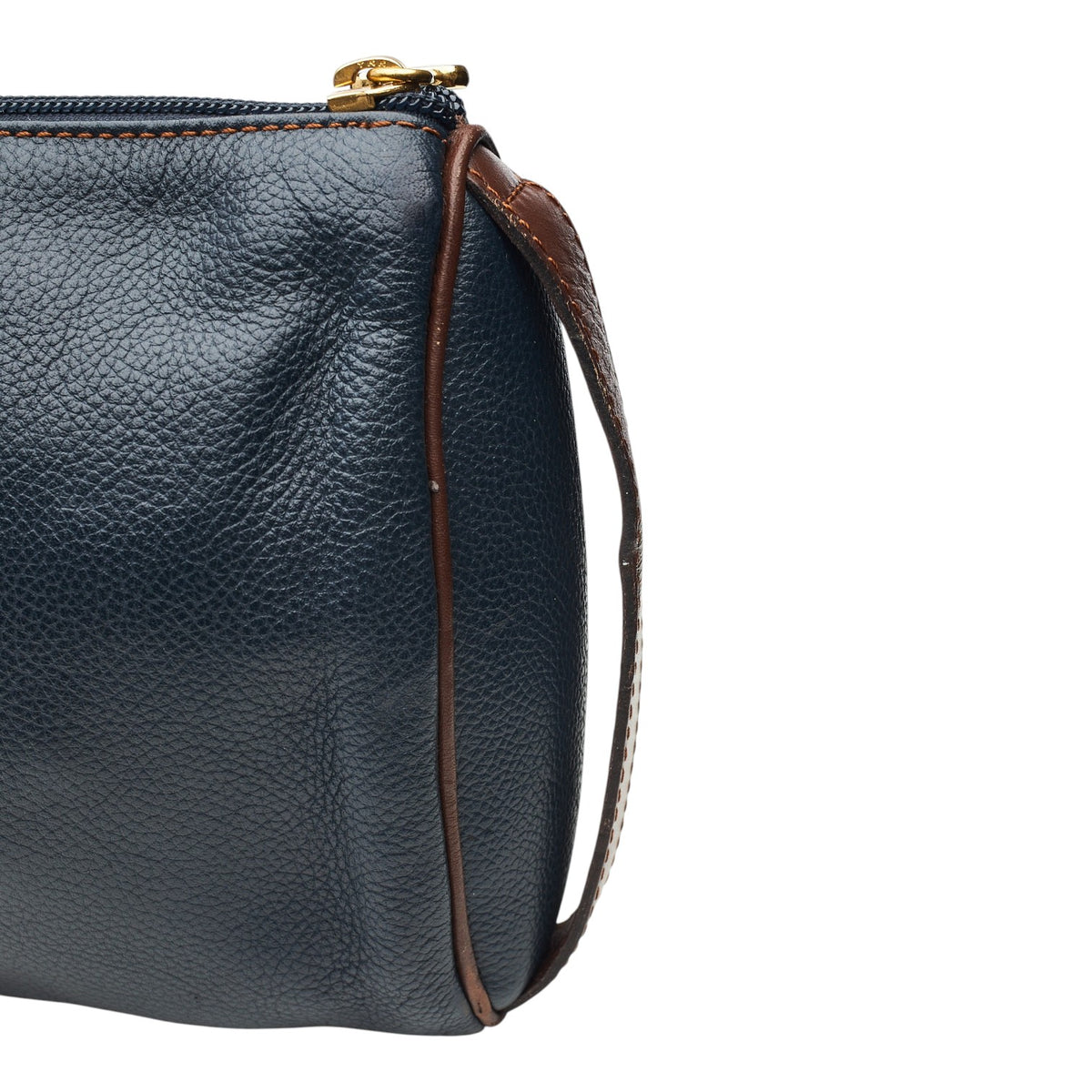 Navy Blue Grain Leather Wash Bag