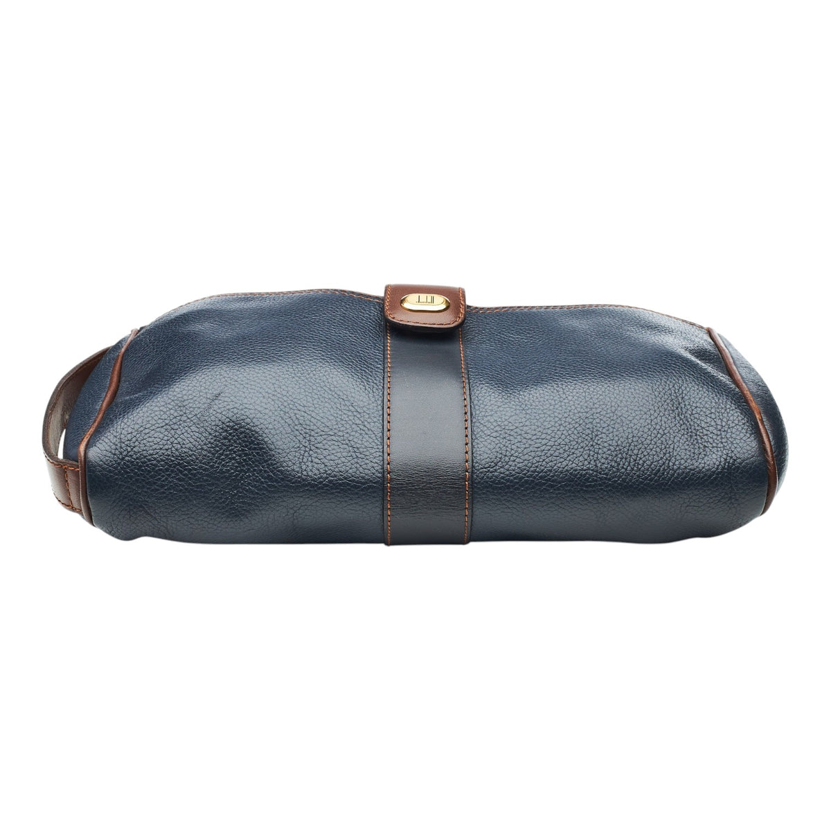 Navy Blue Grain Leather Wash Bag