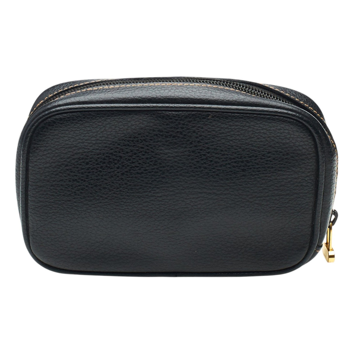 Black Grain Leather Wash Bag Small