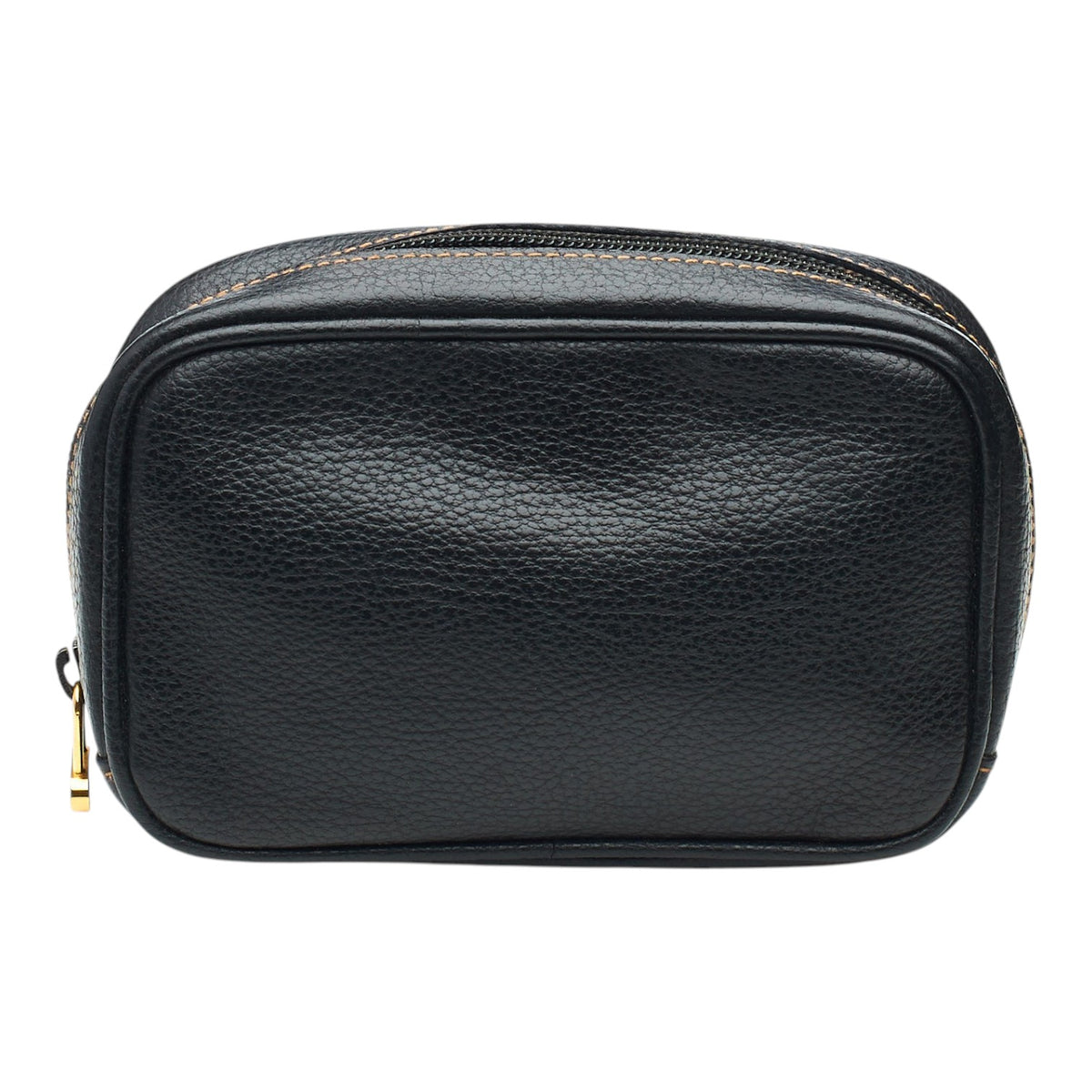 Black Grain Leather Wash Bag Small
