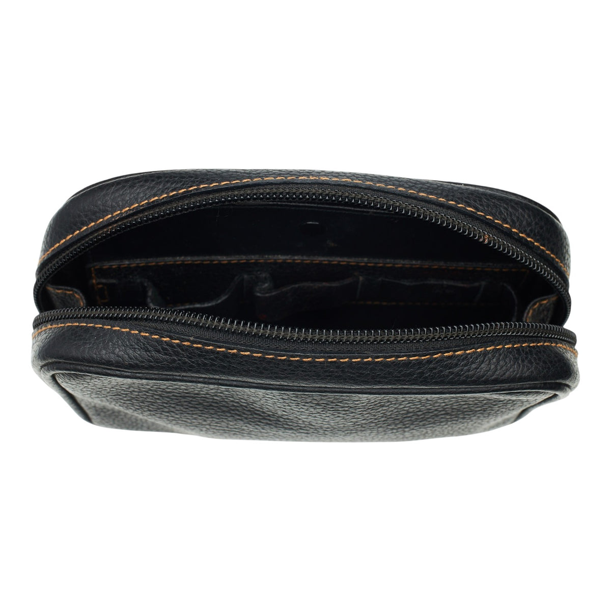 Black Grain Leather Wash Bag Small