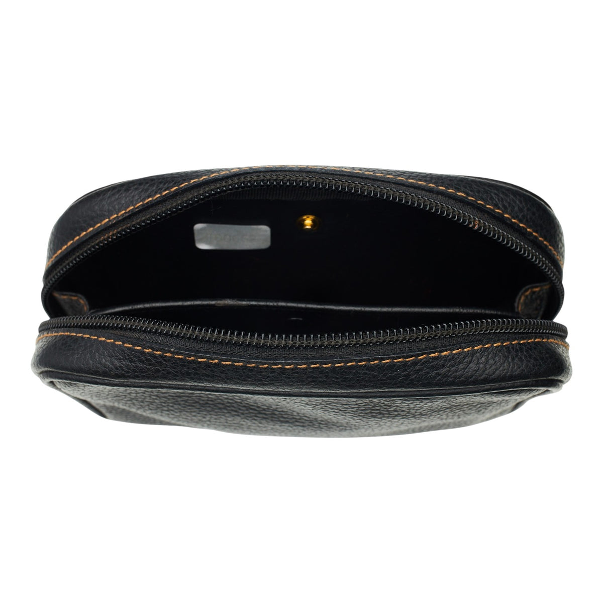 Black Grain Leather Wash Bag Small