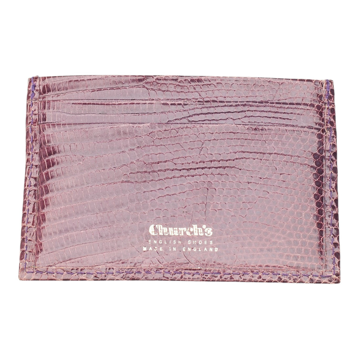 Burgundy Lizard Leather Card Holder