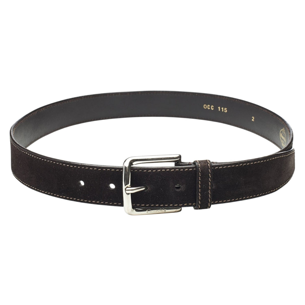 Dark Brown Suede Square Buckle Belt 34"