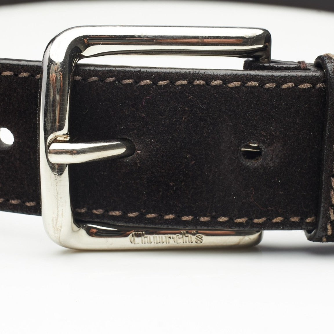 Dark Brown Suede Square Buckle Belt 34"