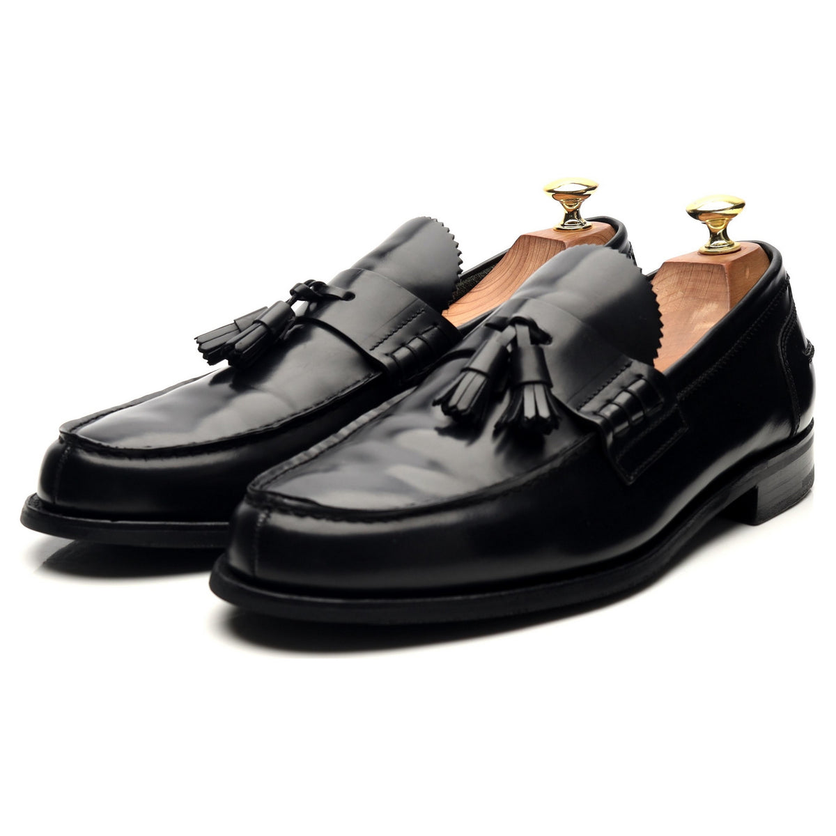 &#39;Dorney&#39; Black Leather Tassel Loafers UK 7 F