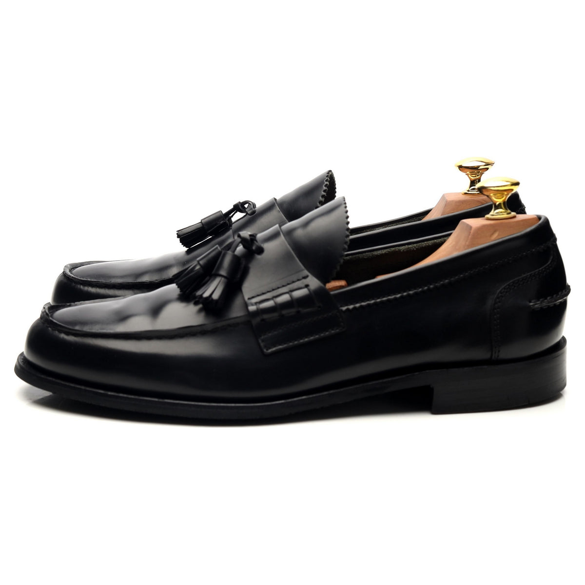 &#39;Dorney&#39; Black Leather Tassel Loafers UK 7 F