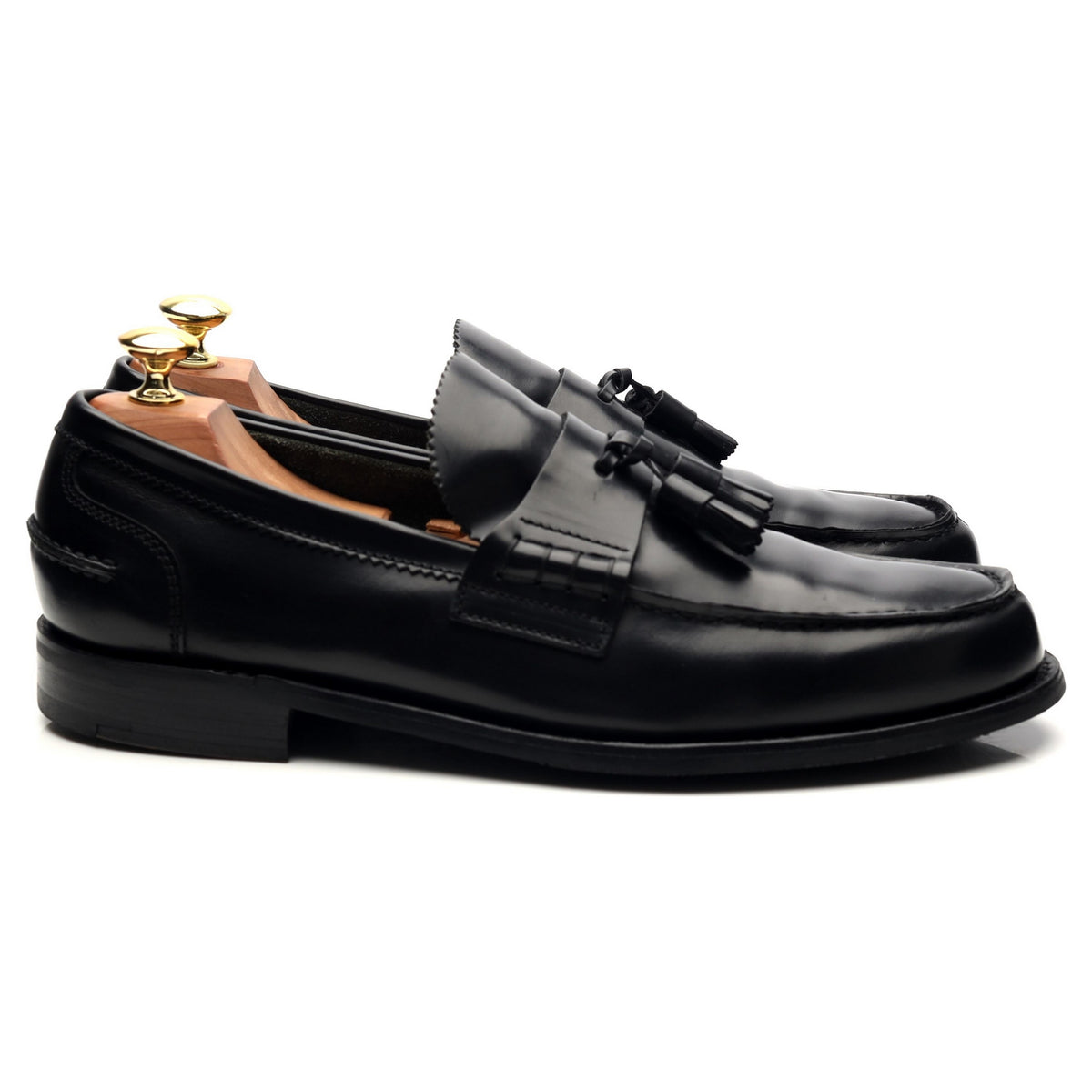 &#39;Dorney&#39; Black Leather Tassel Loafers UK 7 F