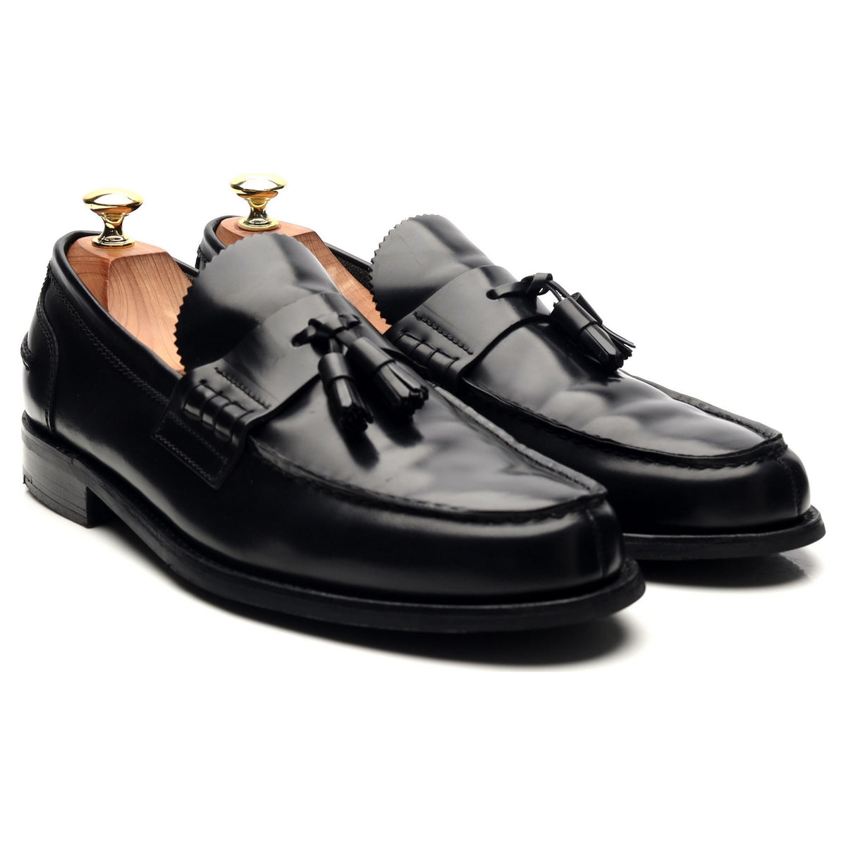 &#39;Dorney&#39; Black Leather Tassel Loafers UK 7 F