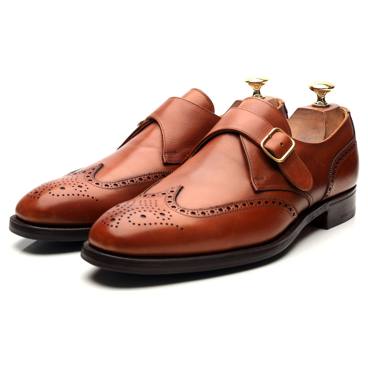 &#39;Chalfont&#39; Tan Brown Leather Monk Strap UK 9 E