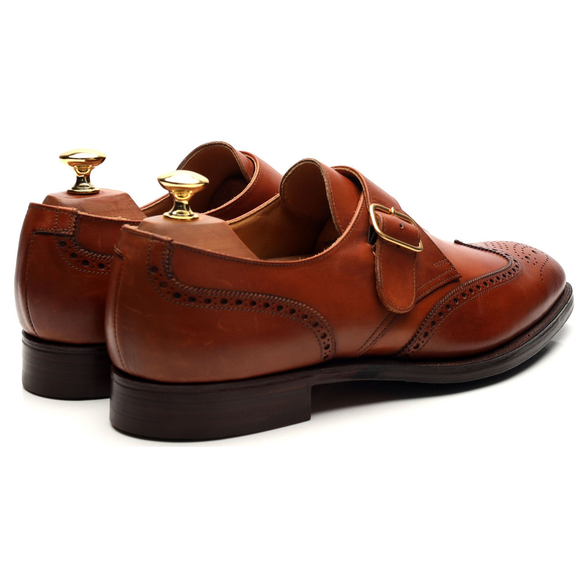 &#39;Chalfont&#39; Tan Brown Leather Monk Strap UK 9 E