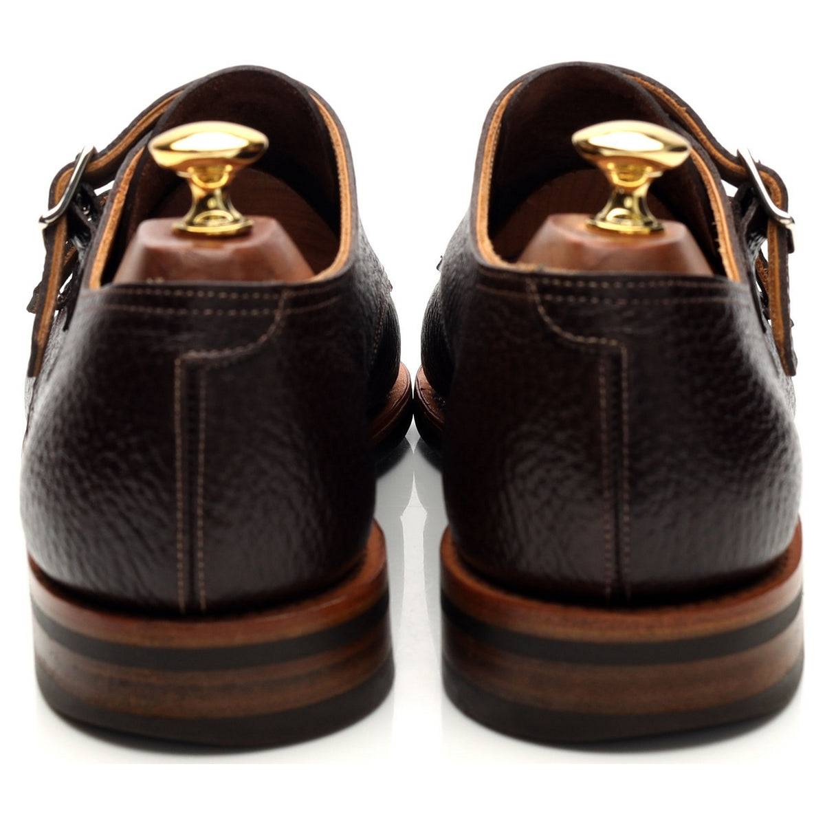 &#39;William&#39; Dark Brown Grain Leather Double Monk Strap UK 8 E