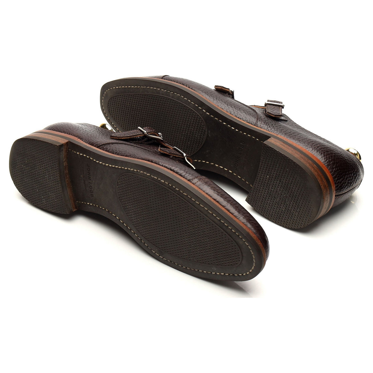 &#39;William&#39; Dark Brown Grain Leather Double Monk Strap UK 8 E