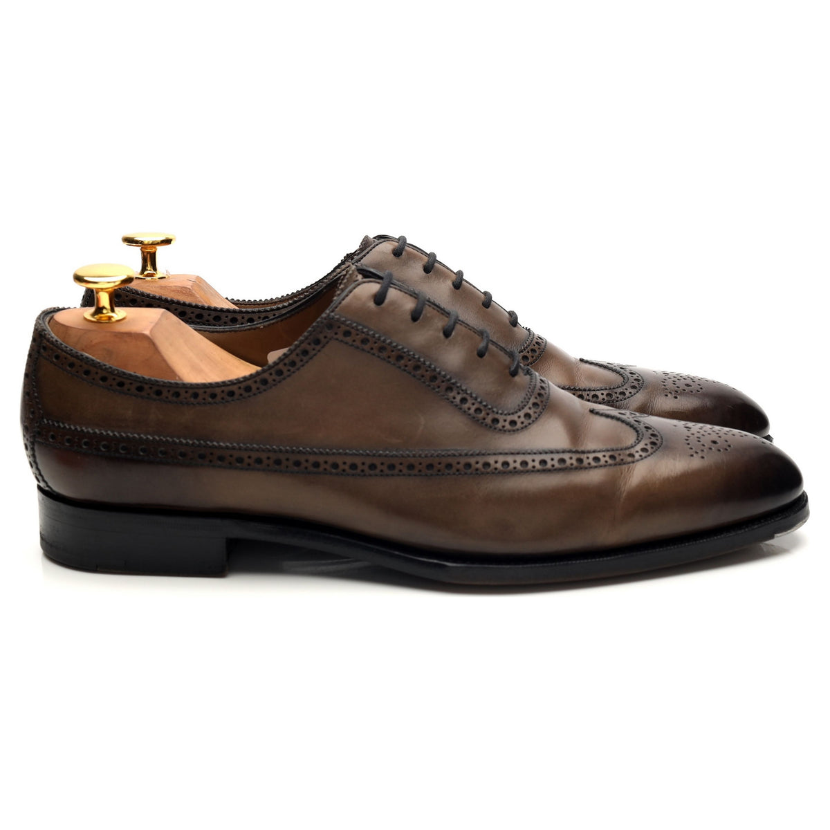 'Oakdale' Grey Leather Oxford Brogues UK 8 C