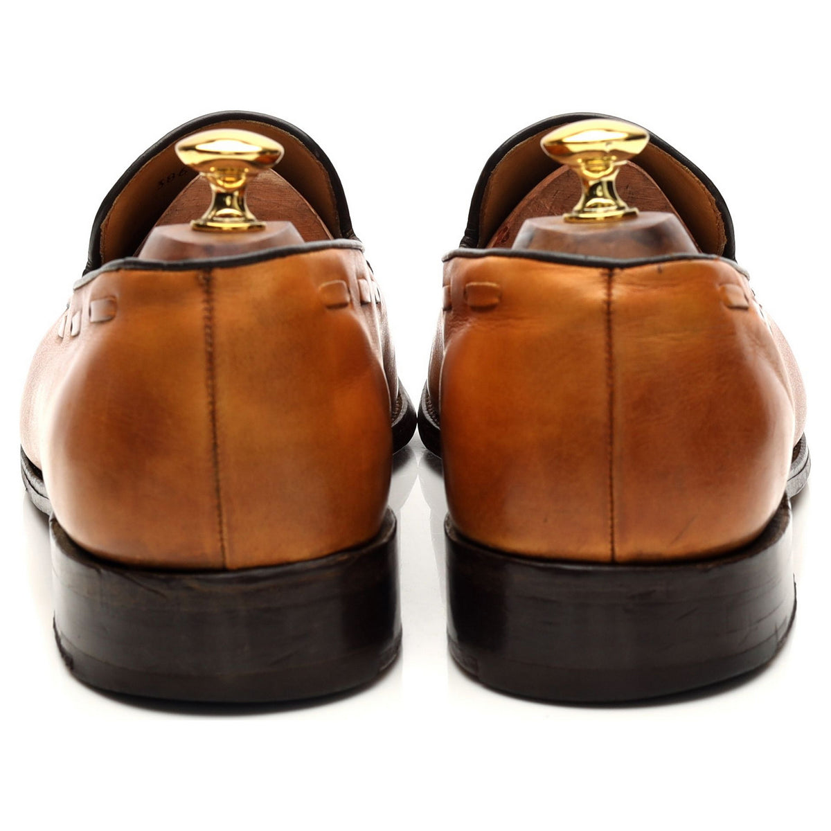 Tan Brown Leather Tassel Loafers UK 10 G
