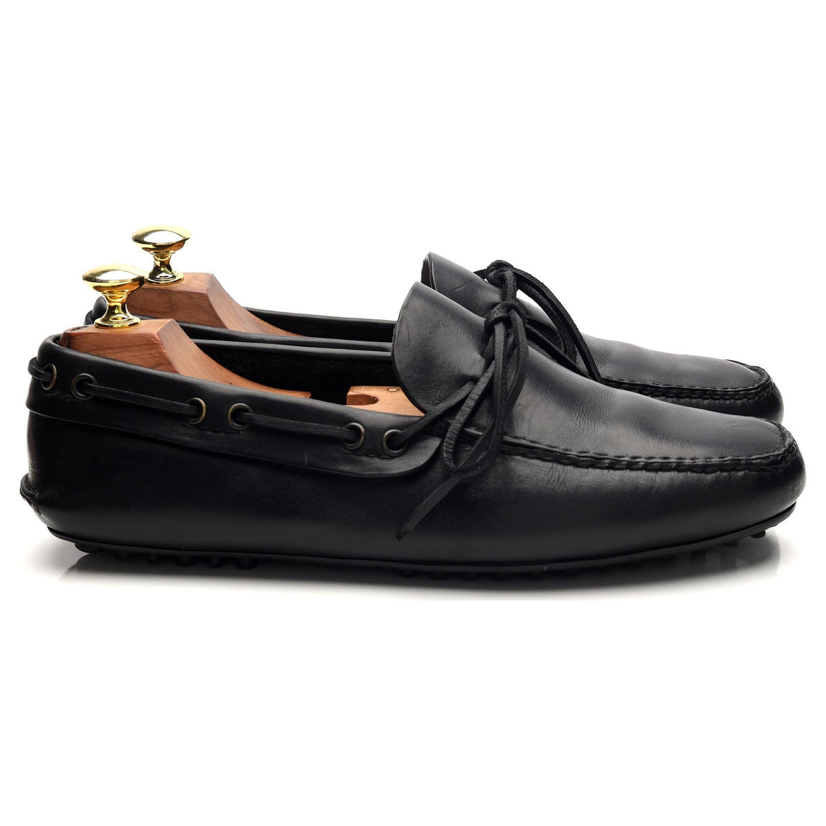 Black Leather Driving Loafers UK 7