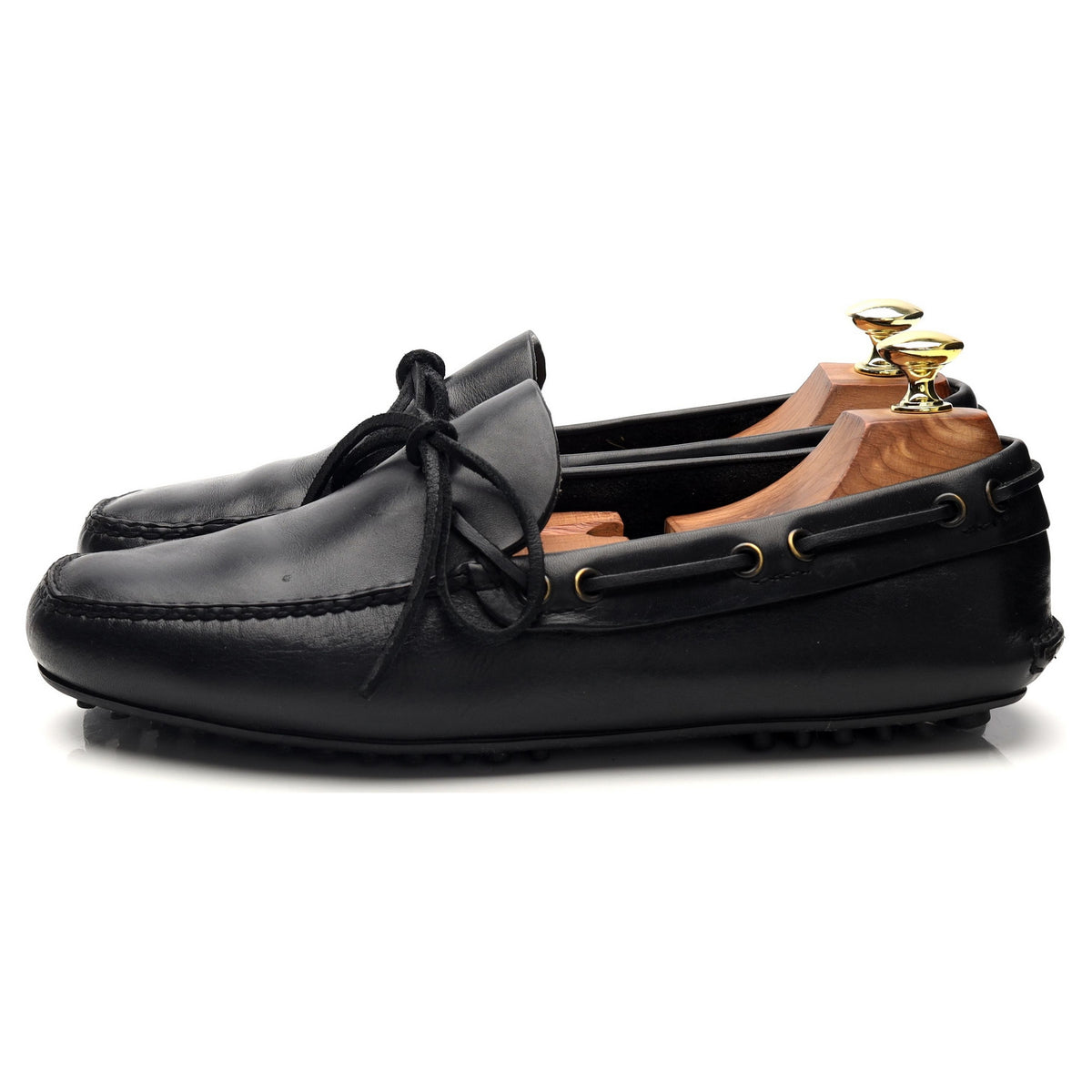 Black Leather Driving Loafers UK 7