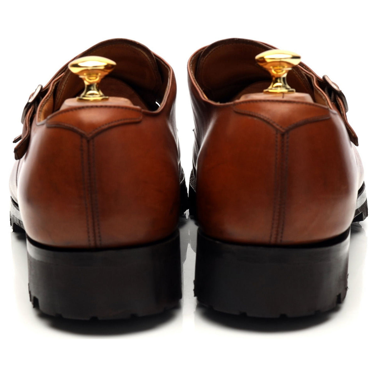 &#39;Ledstone&#39; Tan Brown Leather Double Monk Strap UK 12 F
