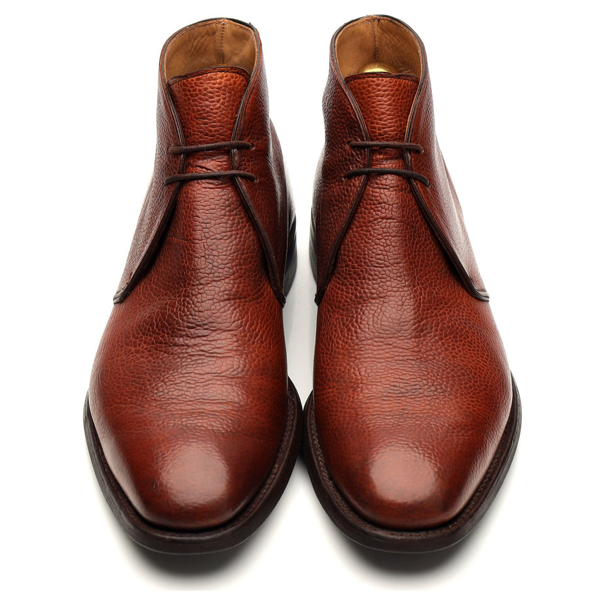 &#39;Boughton&#39; Tan Brown Grain Leather Chukka Boots UK 7.5 F