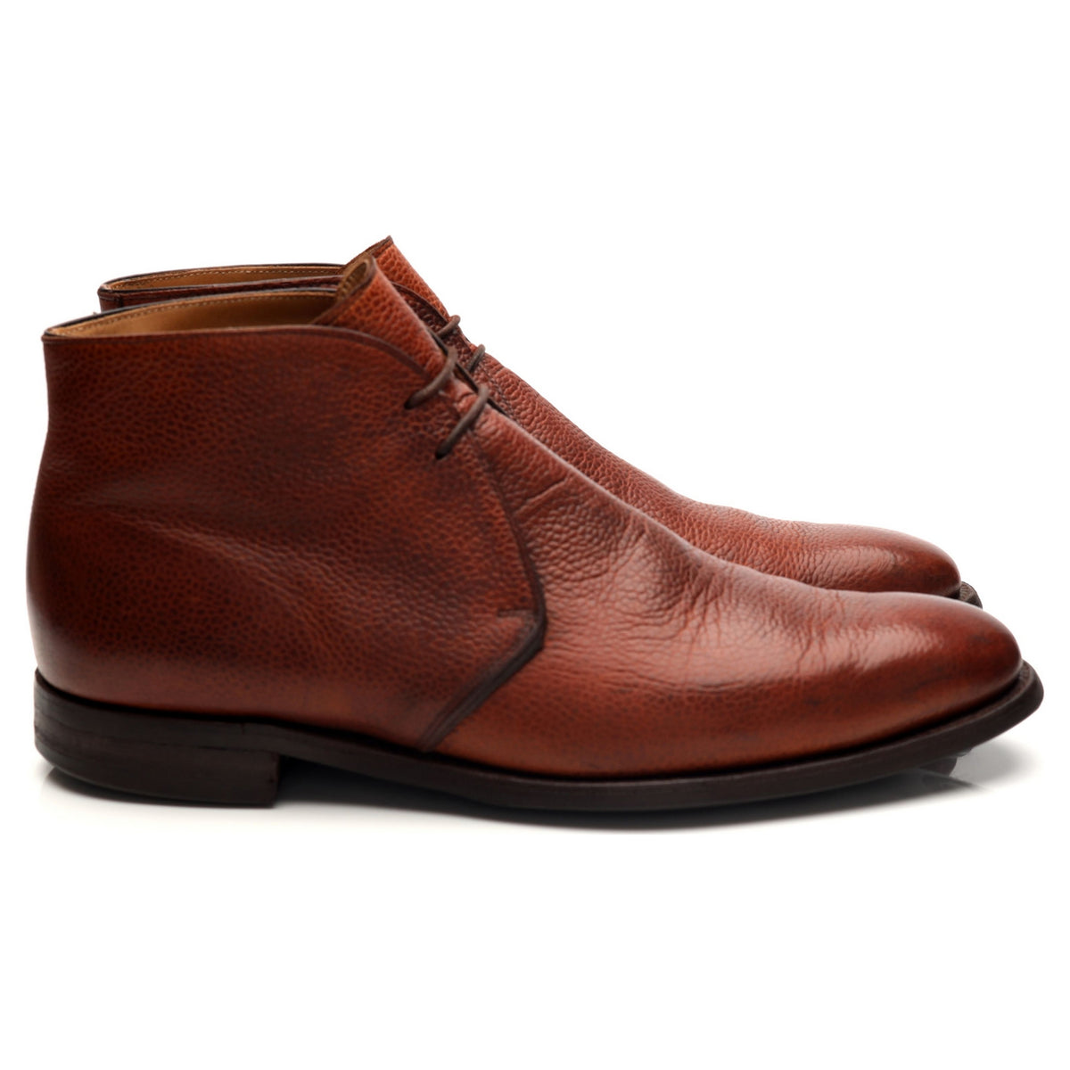 &#39;Boughton&#39; Tan Brown Grain Leather Chukka Boots UK 7.5 F