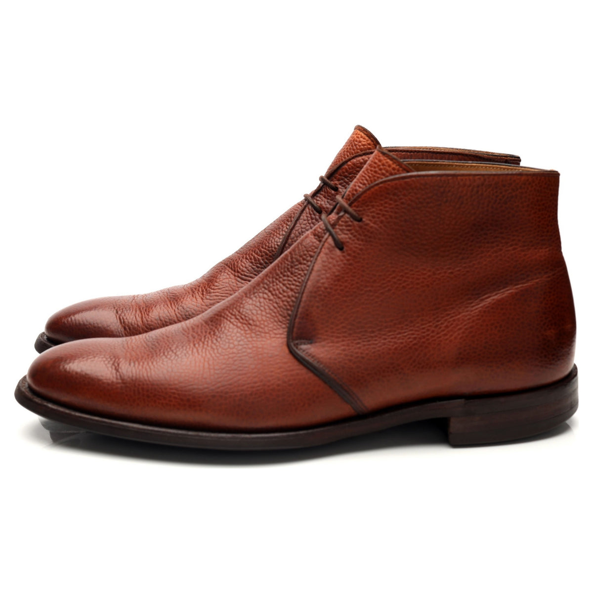 &#39;Boughton&#39; Tan Brown Grain Leather Chukka Boots UK 7.5 F