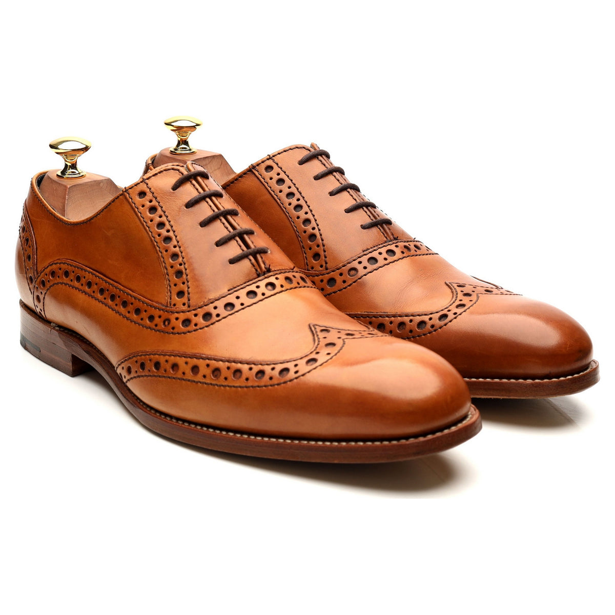 &#39;Grant&#39; Tan Brown Leather Brogues UK 9 F