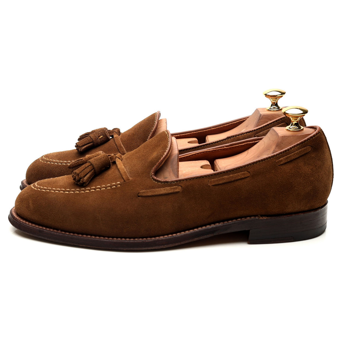 &#39;3403&#39; Snuff Tan Brown Suede Tassel Loafers UK 8.5 US 9 E