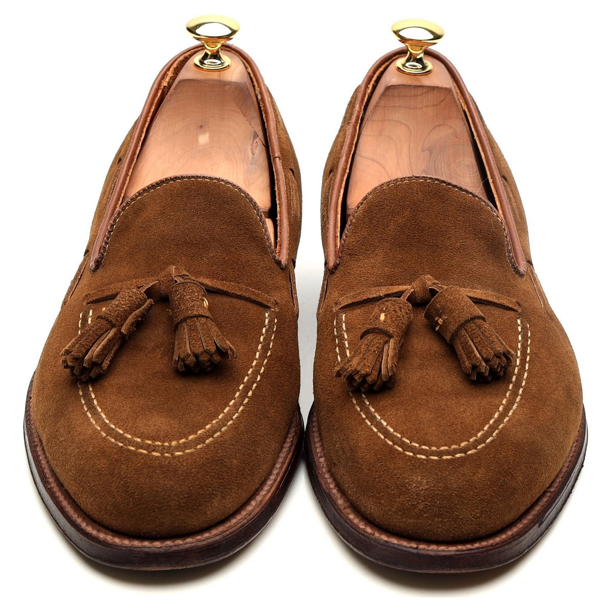 &#39;3403&#39; Snuff Tan Brown Suede Tassel Loafers UK 8.5 US 9 E