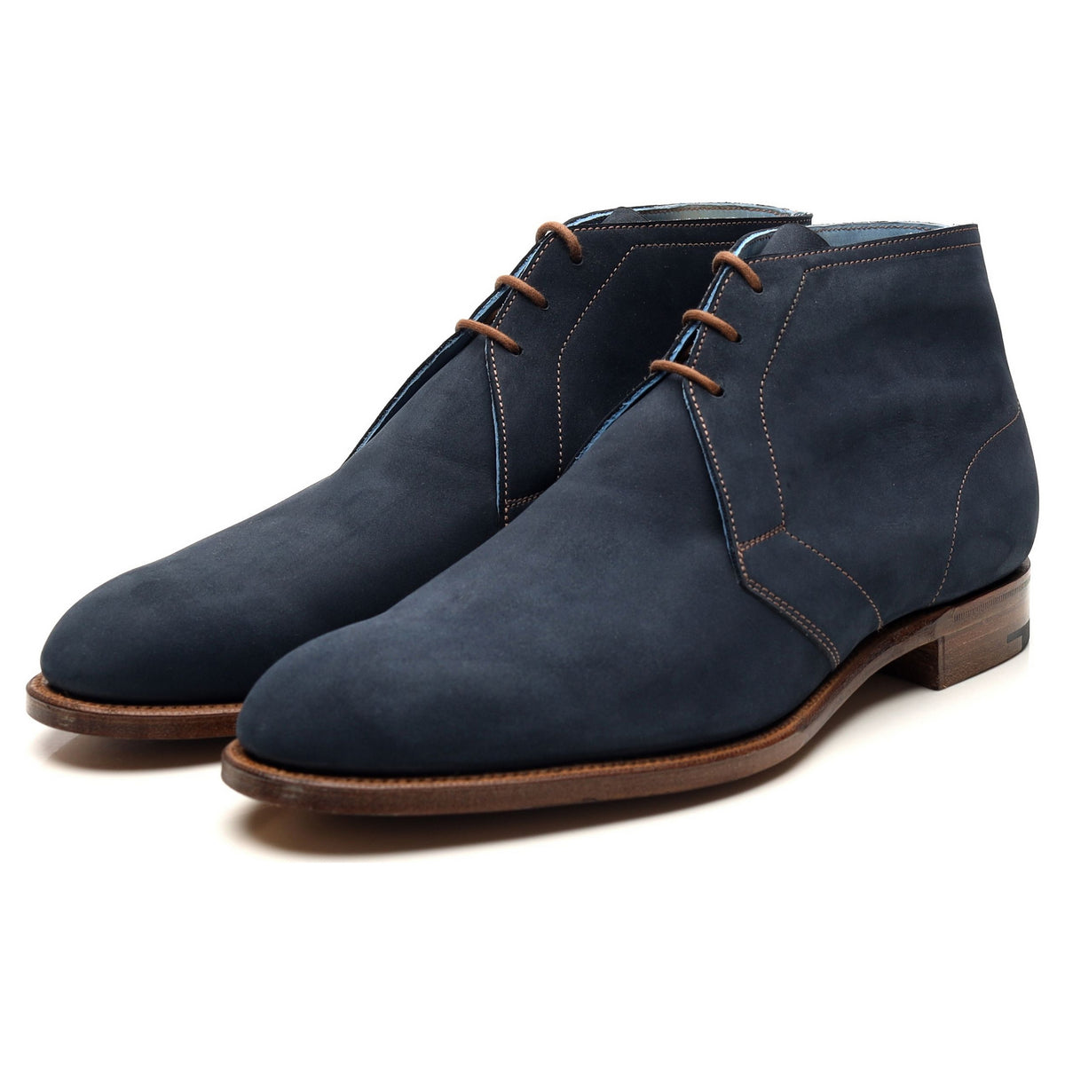 &#39;Cherwell&#39; Navy Blue Nubuck Leather Chukka Boots UK 6 E